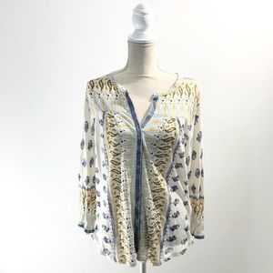 Lucky Brand Woodblock Button Down Blue Size Large